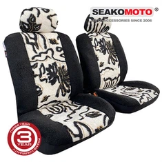 Front Low Bucket Seat Cover Warm Sheepskin Plush Fireworks Design