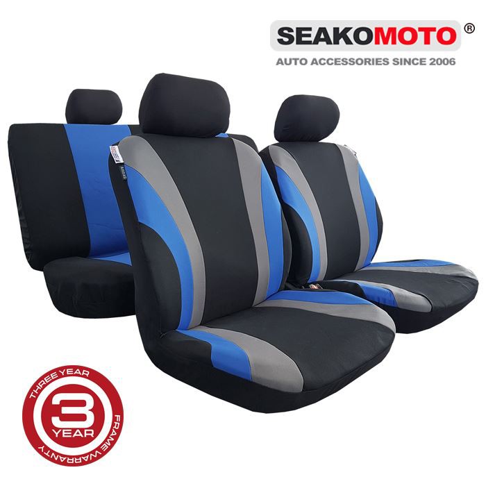 Toyota Yaris Seat Covers Black Blue Breathable Fabric