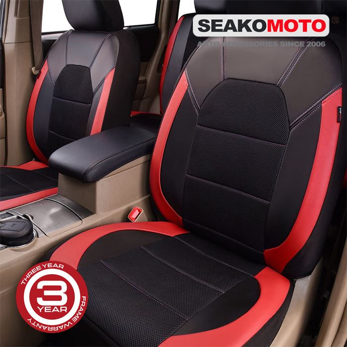 Black Red Leather Seat Covers