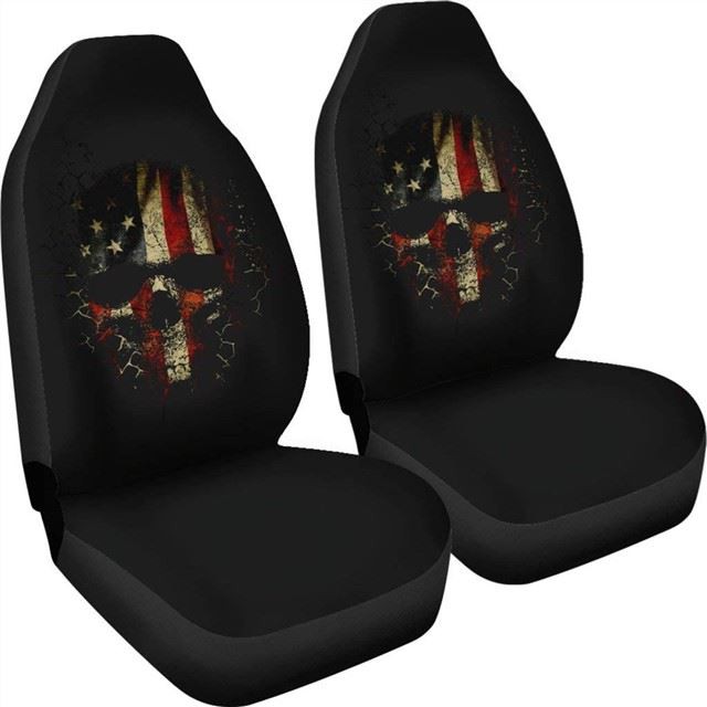 Skull American Flag Car Seat Covers